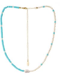Ettika - Easy Beach Day Turquoise And Pearl Necklace - Lyst