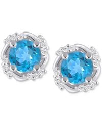 Macy's - Gemstone And Diamond Framed 1/3" Stud Earrings - Lyst