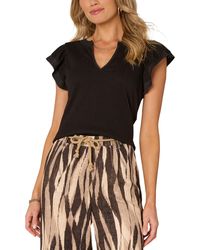 Democracy - Mixed-media Flutter-sleeve Top - Lyst