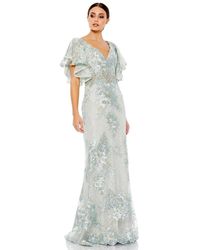 Mac Duggal - Bell Sleeve Floral Embellished Gown - Lyst