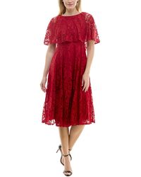 Maison Tara - Printed Lace Midi Cape Dress - Lyst