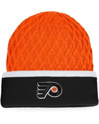 Fanatics - Orange And Black Philadelphia Flyers Iconic Striped Cuffed Knit Hat - Lyst