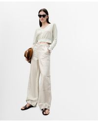 Mango - Semi-transparent Cropped Knitted Cardigan Sweater - Lyst