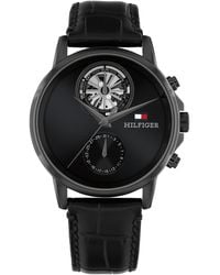 Tommy Hilfiger - Multifunction Leather Strap Watch - Lyst