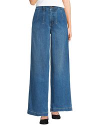 Lands' End - Petite Soft Denim High Rise Wide Leg Top Stitch Trousers - Lyst