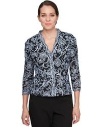 Alex Evenings - 3/4-sleeve Embroidered Blouse - Lyst