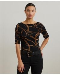 Ralph Lauren - Belting-print Cotton-blend Boatneck Tee - Lyst