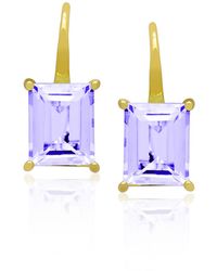 Macy's - Genuine Blue Topaz Emerald-cut Drop Earrings (6-3/8 Ct. T.w. - Lyst