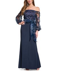 Eliza J - Square-neck Floral-embroidery Gown - Lyst