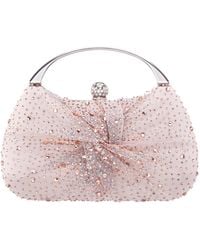 Nina - Crystal Twist Chiffon And Satin Minaudiere Clutch Bag - Lyst