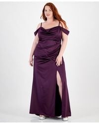 B Darlin - Trendy Plus Size Off-the-shoulder Satin Gown - Lyst