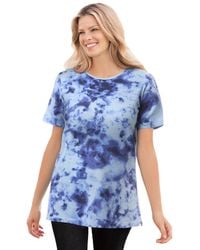 Woman Within - Plus Size Within Waffle Thermal Satin Trim Tee - Lyst
