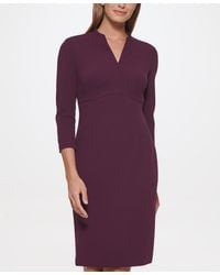 Calvin Klein - V-neck Sheath Dress - Lyst