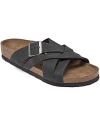 lugano oiled leather slide sandals