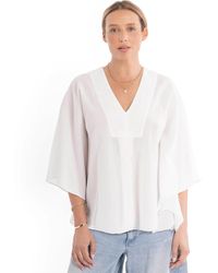 ocean + main - Ocean+main Ocean+main Butterfly Sleeve Cotton Caftan Top - Lyst