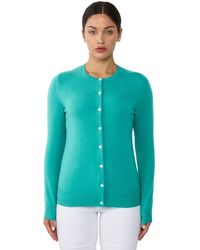 Jennie Liu - 100% Cashmere Button Front Long Sleeve Crewneck Cardigan Sweater - Lyst