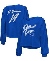 Majestic - Amon-ra St. Brown Detroit Lions Name Number Off-shoulder Script Cropped Long Sleeve V-neck T-shirt - Lyst