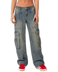 Edikted - Westie Low Rise Washed Cargo Jeans - Lyst