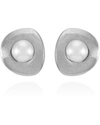 Tahari - Tone Imitation Pearls Clip On Button Earrings - Lyst