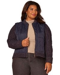 Democracy - Plus Size Stand Collar Quilted Vest Zip Jacket - Lyst