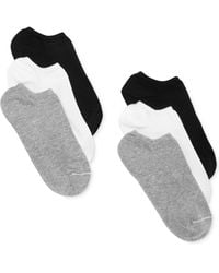 Hue 6 Pack Cotton No Show Socks - Gray