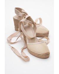 Forever & Always Shoes - Lions Mesh Leather Wedge Espadrilles Sandal () - Lyst