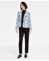 Jones New York - Faux Double Breasted Jacket Long Sleeve Mock Neck Top Pull On High Double Wide Waistband Straight Leg Pants - Lyst