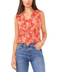 Vince Camuto - Sleeveless Ruffled Floral Print Top - Lyst