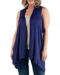 24seven Comfort Apparel - Plus Size Asymmetric Open Front Cardigan Sweater - Lyst