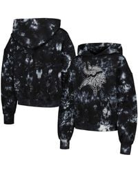 The Wild Collective - Minnesota Vikings Tie-dye Cropped Pullover Hoodie - Lyst