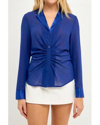 Endless Rose - Front Ruched Chiffon Blouse - Lyst