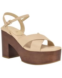 Guess - Qeelin Criss-cross High Block Heel Platform Sandals - Lyst