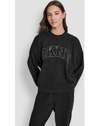 DKNY - Exploded Rhinestone Varsity Logo Sweatshirt - Lyst