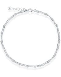 Simona - Sterling Double Strand Bead Anklet - Lyst