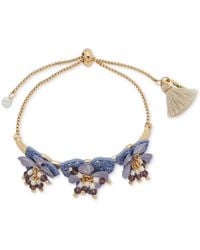 Lonna & Lilly - Gold-tone Beaded 3d Openwork Flower Slider Bracelet - Lyst