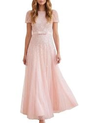Needle & Thread - Sequin Cascade Bow Short Sleeve Gown - Lyst