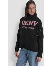 DKNY - Intarsia Logo Turtleneck Sweater - Lyst