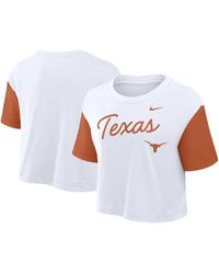 Nike - White/texas Orange Texas Longhorns Color-block Script Performance Cropped T-shirt - Lyst
