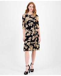 Sandra Darren - Petite Printed Tiered-hem Midi Dress - Lyst