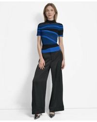 DKNY - Printed Mock Neck Short Sleeve Sweater Slim Leg Pull On Ponte Ankle Pants - Lyst