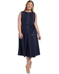 DKNY - Plus Size Gored Sleeveless Tie-waist Midi Dress - Lyst