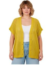 Avenue - Short Sleeve Button Front Cardigan - Lyst