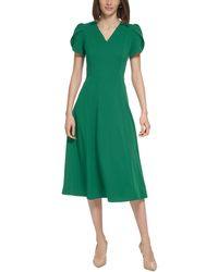 Calvin Klein - Tulip-sleeve Midi Dress - Lyst