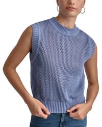 DKNY - Cotton Open-stitch Sweater Vest - Lyst