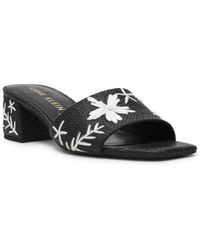 Anne Klein - Dolls Embroidered Raffia Block Heel Sandals - Lyst