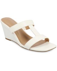 Journee Collection - Clodie T Strap Dress Wedge Sandals - Lyst