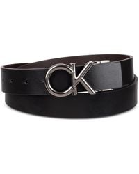Calvin Klein - Monogram Buckle Reversible Leather Belt - Lyst