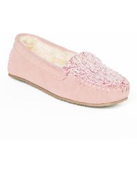 Minnetonka - Cosi Venetian Suede Sparkle Knit Slippers - Lyst