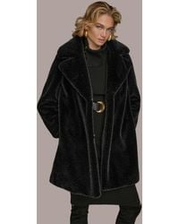 Donna Karan - Notched-collar Faux-fur Coat - Lyst