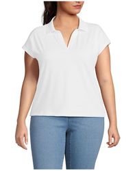 Lands' End - Plus Size Supima Cotton Johnny Collar Polo - Lyst